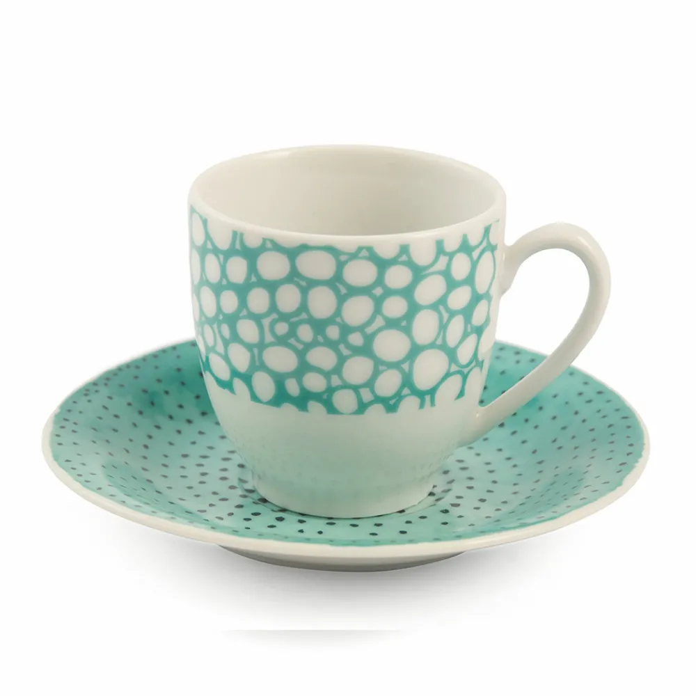 Viadurini Kitchen Tee Set Und Kaffee Set-Kaffeetassen mit Untertasse aus farbigem Porzellan 12 Stück - Hintergrund