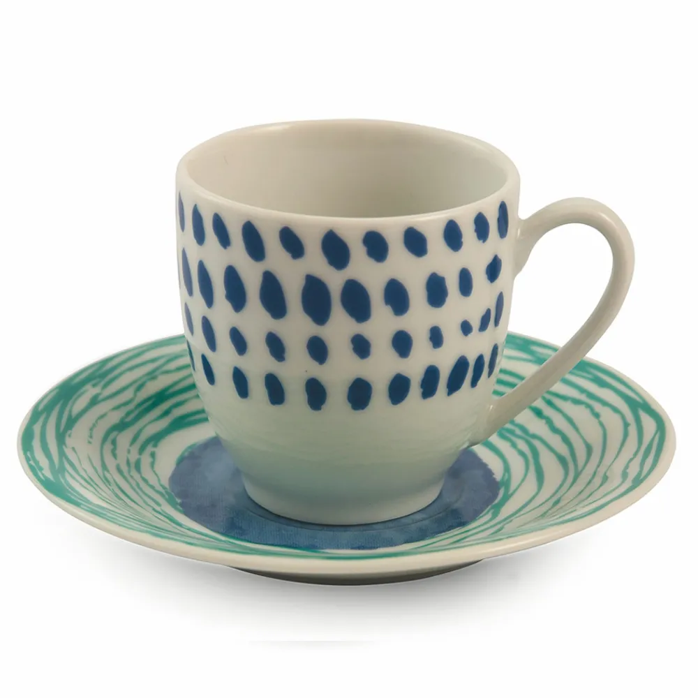 Viadurini Kitchen Tee Set Und Kaffee Set-Kaffeetassen mit Untertasse aus farbigem Porzellan 12 Stück - Hintergrund