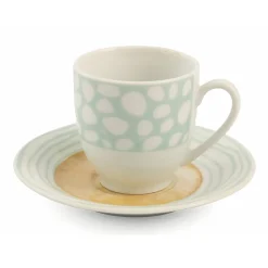 Viadurini Kitchen Tee Set Und Kaffee Set-Kaffeetassen mit Untertasse aus farbigem Porzellan 12 Stück - Hintergrund