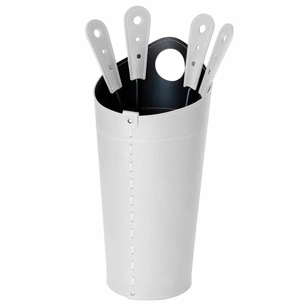 Firestyle Kaminbesteck-Kaminzubehör mit Nilar Lederhaltern, modernes Design