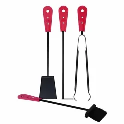 Firestyle Kaminbesteck-Kaminzubehör mit Nilar Lederhaltern, modernes Design