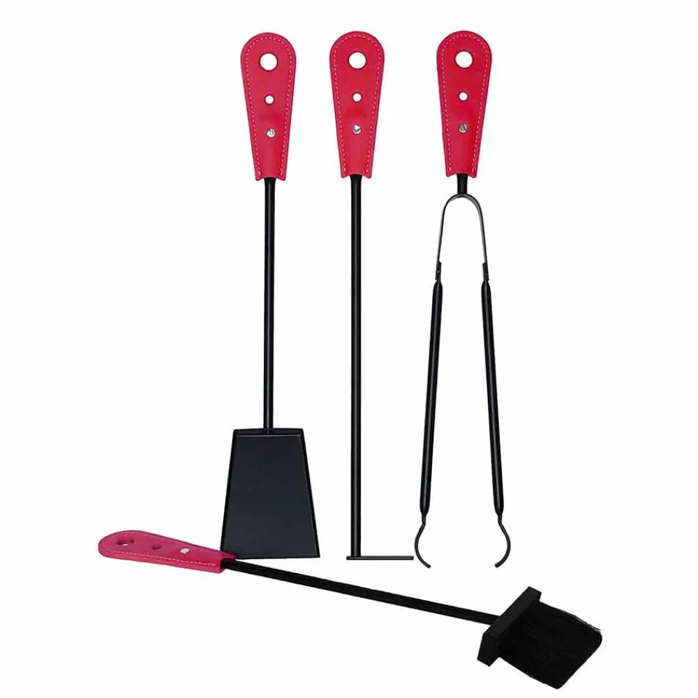 Firestyle Kaminbesteck-Kaminzubehör mit Nilar Lederhaltern, modernes Design