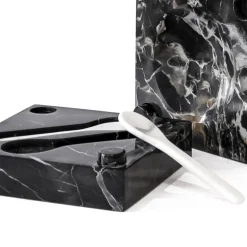 Viadurini Decor Küchenzubehör-Kaviardose mit Löffeln aus Carrara-Marmor Portoro - Jerry
