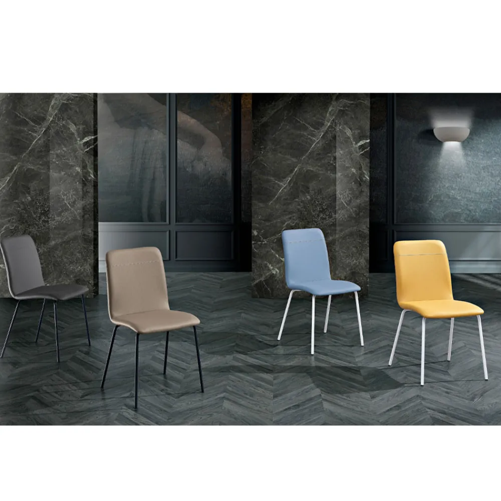 Viadurini Living Moderne Stühle-Küchen- oder Wohnzimmerstuhl im Design aus farbigem Kunstleder und Metall – Hermine