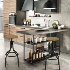 Viadurini Living Küchenhocker-Küchenhocker aus Eichenholz mit Metallstruktur - Salvo