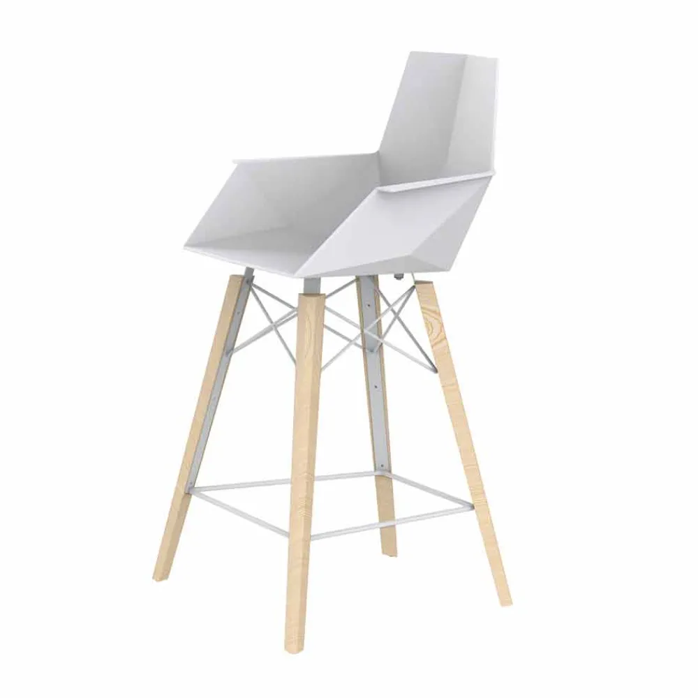 Vondom Barhocker-Küchenhocker mit Armlehnen aus Holz und Kunststoff - Faz Wood von