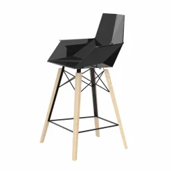 Vondom Barhocker-Küchenhocker mit Armlehnen aus Holz und Kunststoff - Faz Wood von