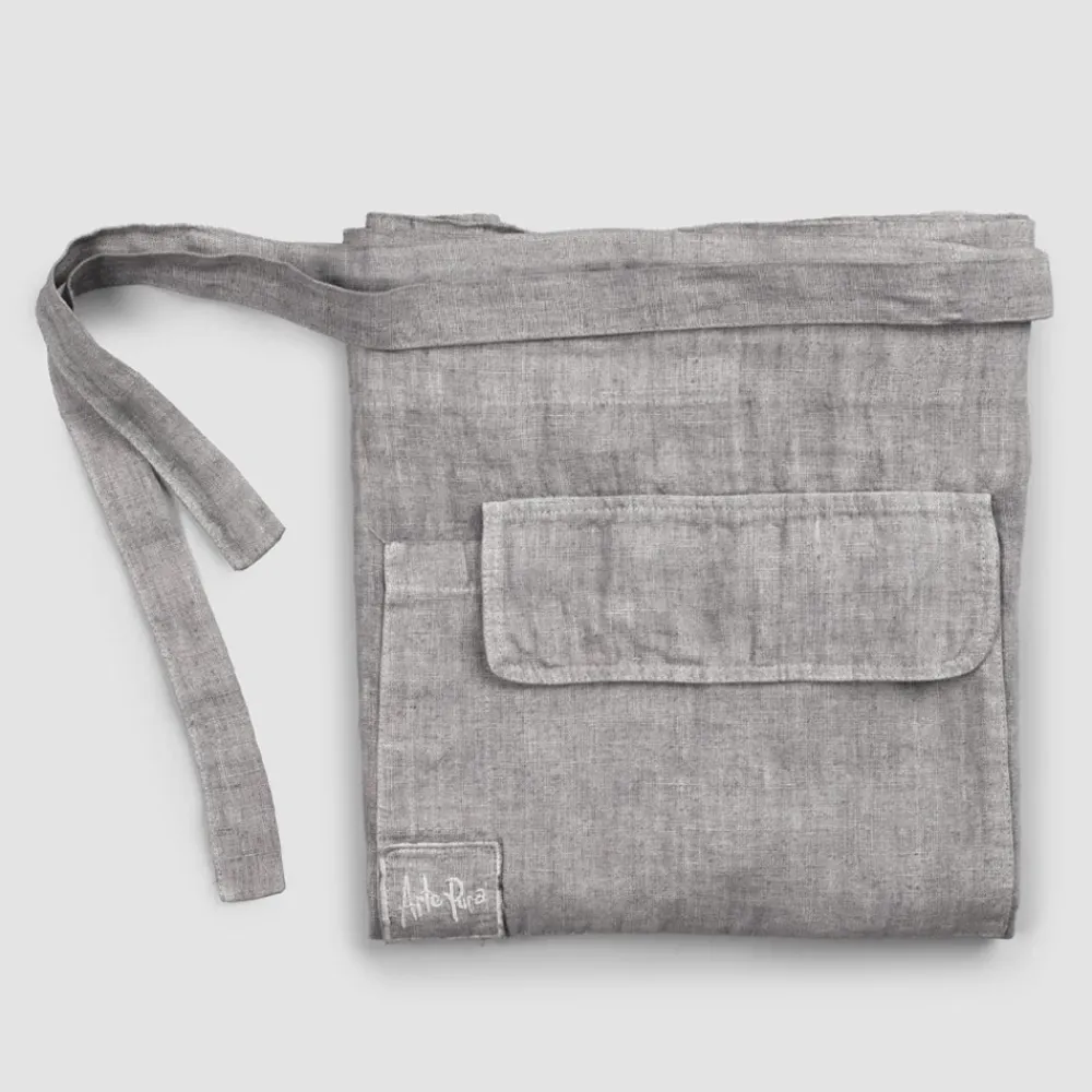 Viadurini Textile Küchen Schürzen-Küchenschürze in Anthrazitgrau Leinen Low Model mit Pocket - Flick