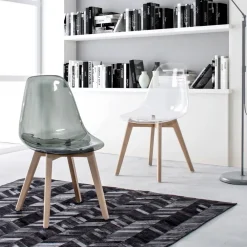 Viadurini Living Moderne Stühle-Küchenstuhl aus Buchenholz und Polycarbonat Design 4-teilig - Pisy