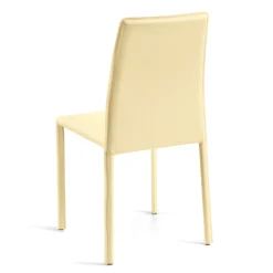 Viadurini Living Design Stühle-Küchenstuhl aus elfenbeinfarbenem Leder und Stahl, hergestellt in Italien – Cigno