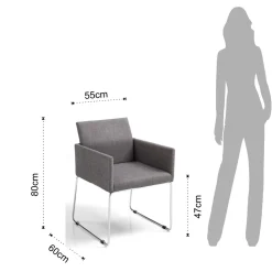 Viadurini Living Moderne Stühle-Küchenstuhl aus grauem Stoff mit Metallgestell 2 Stück - Shutter