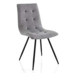 Viadurini Living Moderne Stühle-Küchenstuhl aus grauem Stoff und mattschwarzem Metall 2-teilig - Scirocco