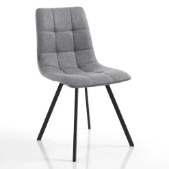 Viadurini Living Moderne Stühle-Küchenstuhl aus grauem Stoff und mattschwarzem Stahl 4-teilig - Ventura