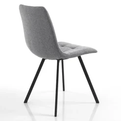 Viadurini Living Moderne Stühle-Küchenstuhl aus grauem Stoff und mattschwarzem Stahl 4-teilig - Ventura
