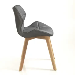 Viadurini Living Moderne Stühle-Küchenstuhl aus Kunstleder und Massivholz 2-teilig - Fiorenzuola