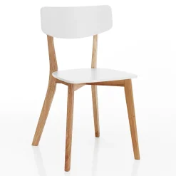 Viadurini Living Moderne Stühle-Küchenstuhl aus massivem Weiß und gebeiztem Eichenholz 2-teilig - Tonino