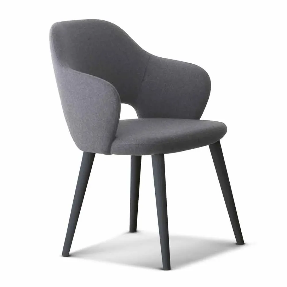 Viadurini Living Moderne Stühle-Küchenstuhl mit Armlehnen aus Stoff und Holz Made in Italy - Marchesi