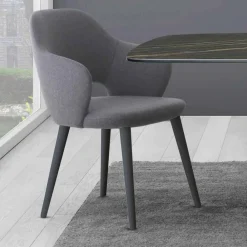 Viadurini Living Moderne Stühle-Küchenstuhl mit Armlehnen aus Stoff und Holz Made in Italy - Marchesi