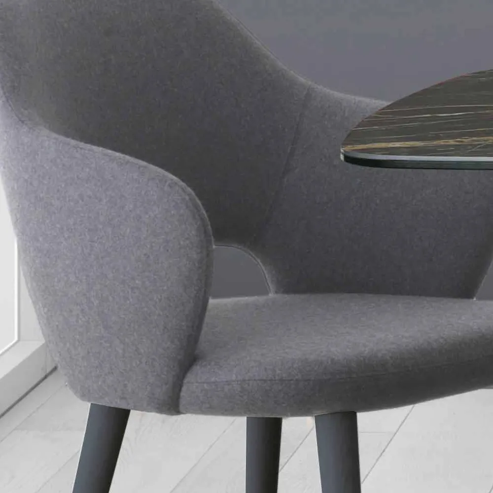 Viadurini Living Moderne Stühle-Küchenstuhl mit Armlehnen aus Stoff und Holz Made in Italy - Marchesi