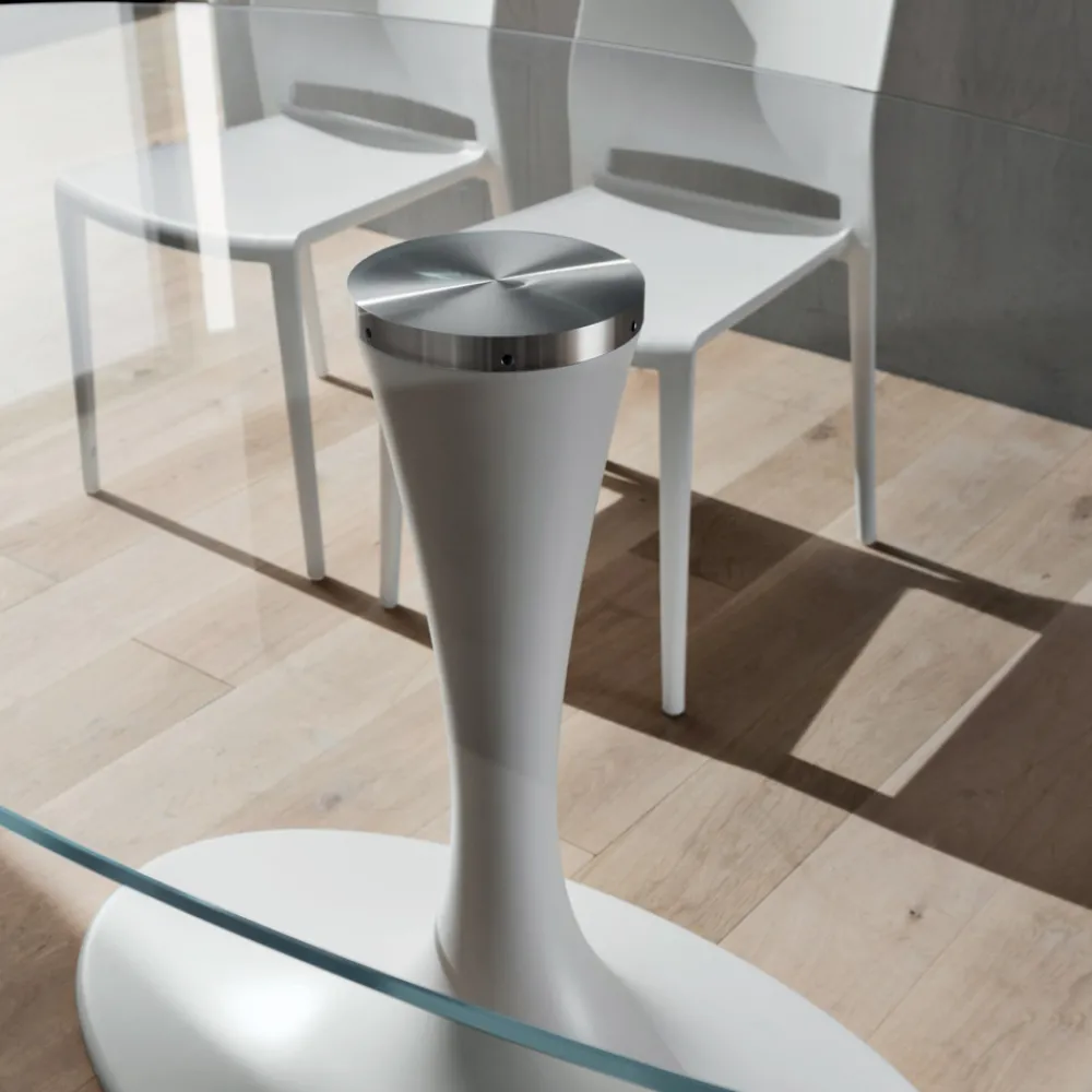 Viadurini Living Esstisch Oval|Esstische-Küchentisch aus gehärtetem Glas und Marmor Made in Italy, Luxus - Brontolo