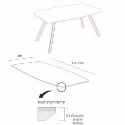 Viadurini Living Esstische-Küchentisch aus laminiertem Fenix und schwarzem Aluminium Made in Italy - Lingotto