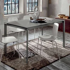 Viadurini Living Esstische-Küchentisch aus mattem Glas mit Metallstruktur Made in Italy - Brooch