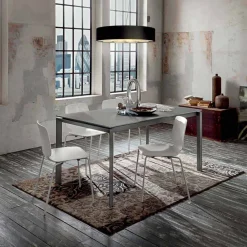 Viadurini Living Esstische-Küchentisch aus mattem Glas mit Metallstruktur Made in Italy - Brooch