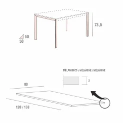 Viadurini Living Esstische-Küchentisch mit Melaminplatte und Metallgestell Made in Italy - Spilla