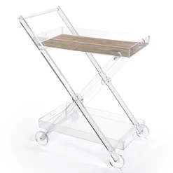 Viadurini Kitchen Küchenzubehör-Küchenwagen 4 Rollen aus transparentem Plexiglas oder mit Holz - Magimbo