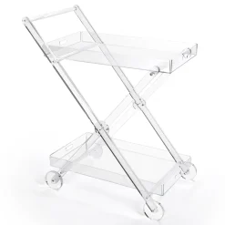 Viadurini Kitchen Küchenzubehör-Küchenwagen 4 Rollen aus transparentem Plexiglas oder mit Holz - Magimbo