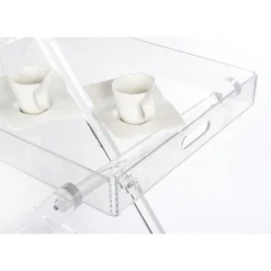 Viadurini Kitchen Küchenzubehör-Küchenwagen 4 Rollen aus transparentem Plexiglas oder mit Holz - Magimbo