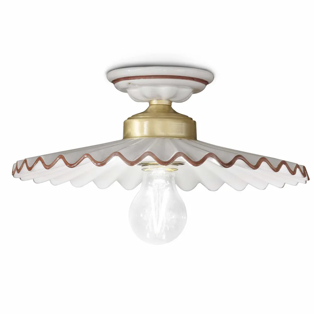 Ferroluce Shabby Chic Deckenleuchten-Keramik Deckenleuchte hochglänzend