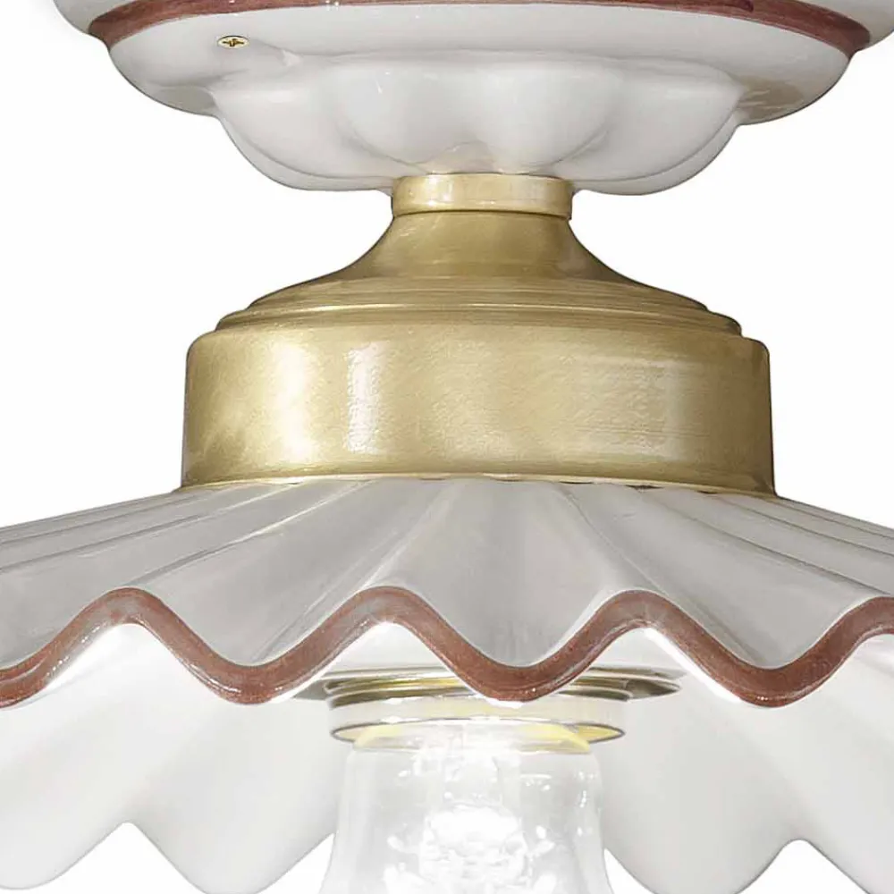 Ferroluce Shabby Chic Deckenleuchten-Keramik Deckenleuchte hochglänzend