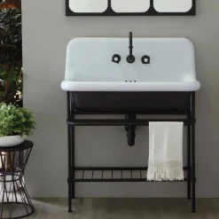 Viadurini Bathroom Vintage Waschbecken|Farbige Waschbecken-Keramikwaschbecken im Vintage-Stil mit Struktur und Metallgitter Taylor