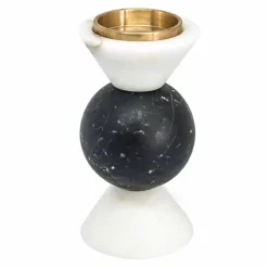 Viadurini Living Kerzenständer-Kerzenhalter aus Carrara-Marmor, Marquinia und Messing Hergestellt in Italien - Braxton