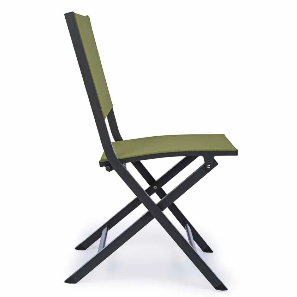 Viadurini in the Garden Gartenstühle Metall-Klappbarer Außenstuhl aus Textilene und Aluminium, 4 Stück - Holly