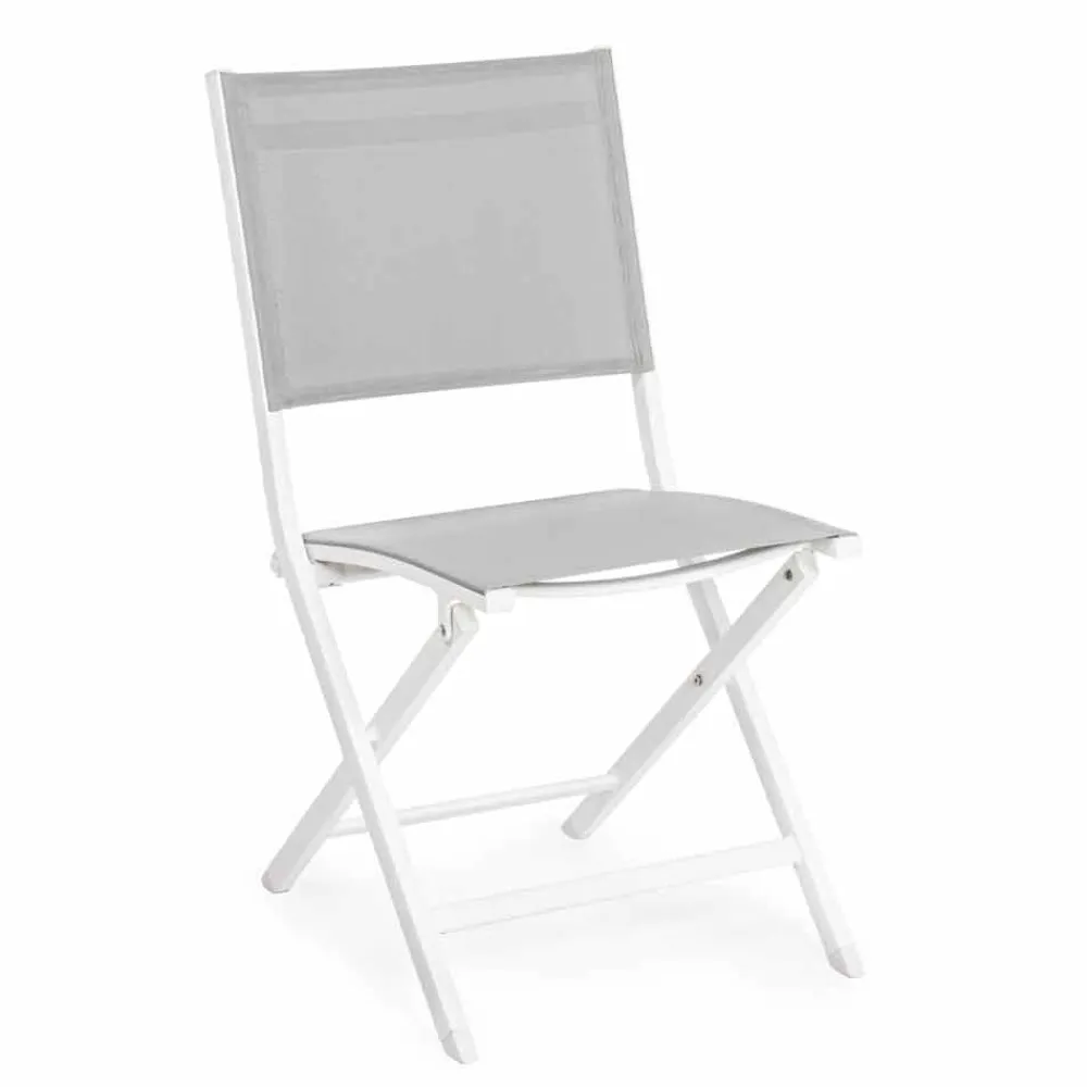 Viadurini in the Garden Gartenstühle Metall-Klappbarer Außenstuhl aus Textilene und Aluminium, 4 Stück - Holly