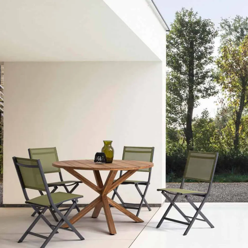 Viadurini in the Garden Gartenstühle Metall-Klappbarer Außenstuhl aus Textilene und Aluminium, 4 Stück - Holly