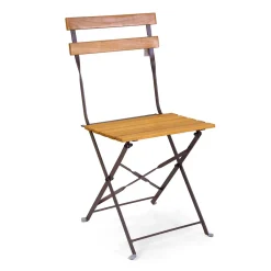Viadurini in the Garden Gartenstühle Metall-Klappbarer Metallstuhl mit Sitz und Rückenlehne aus Akazienholz - Estate