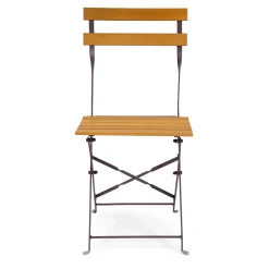 Viadurini in the Garden Gartenstühle Metall-Klappbarer Metallstuhl mit Sitz und Rückenlehne aus Akazienholz - Estate