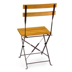 Viadurini in the Garden Gartenstühle Metall-Klappbarer Metallstuhl mit Sitz und Rückenlehne aus Akazienholz - Estate