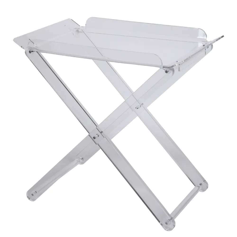 Viadurini Textile Moderne Couchtische-Klapptisch mit transparentem Acrylglastablett - Makete