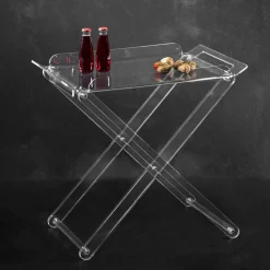 Viadurini Textile Moderne Couchtische-Klapptisch mit transparentem Acrylglastablett - Makete