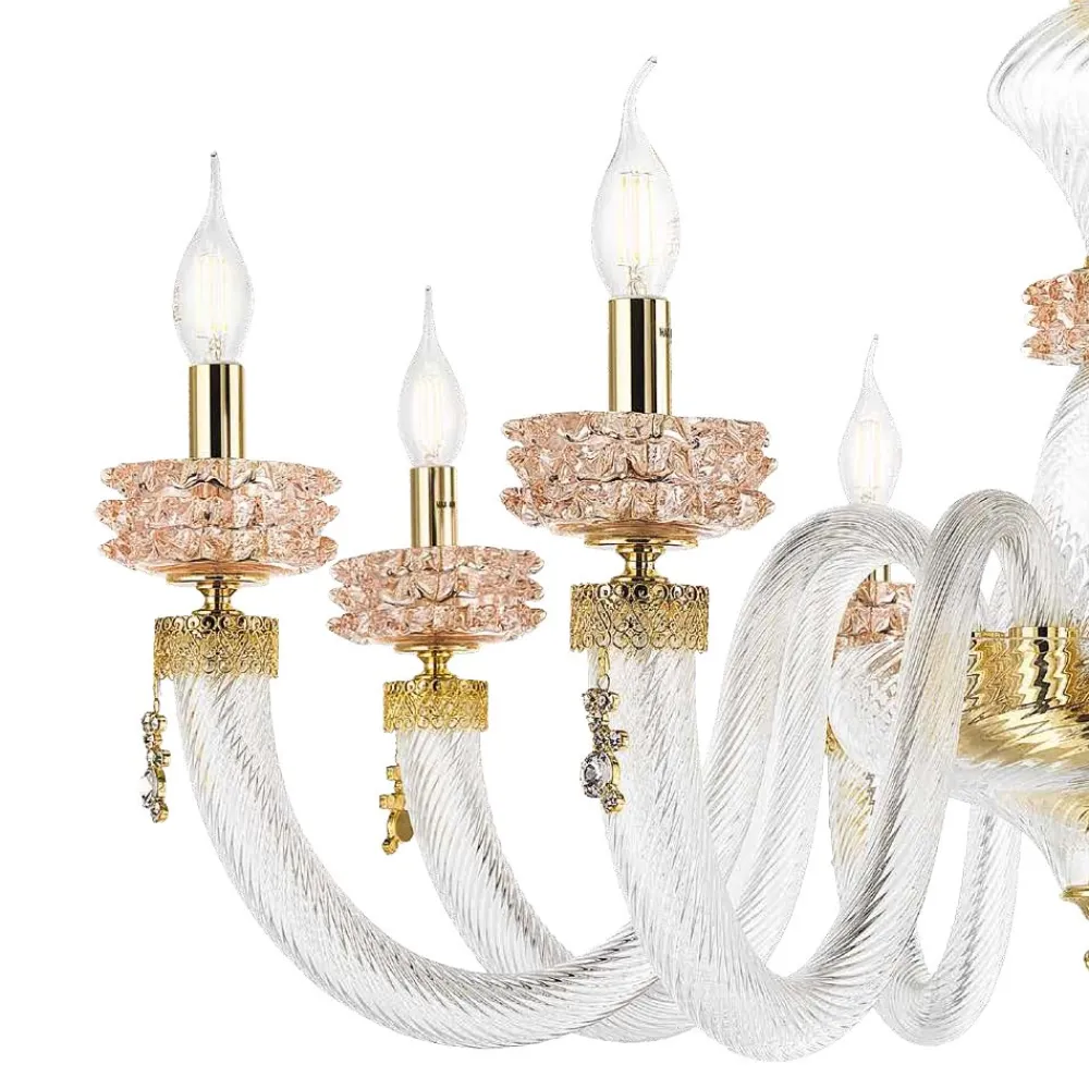 Viadurini Lighting Klassische Deckenleuchten-Klassische Deckenleuchte 8 Lichter aus italienischem, handgefertigtem Luxusglas - Saline