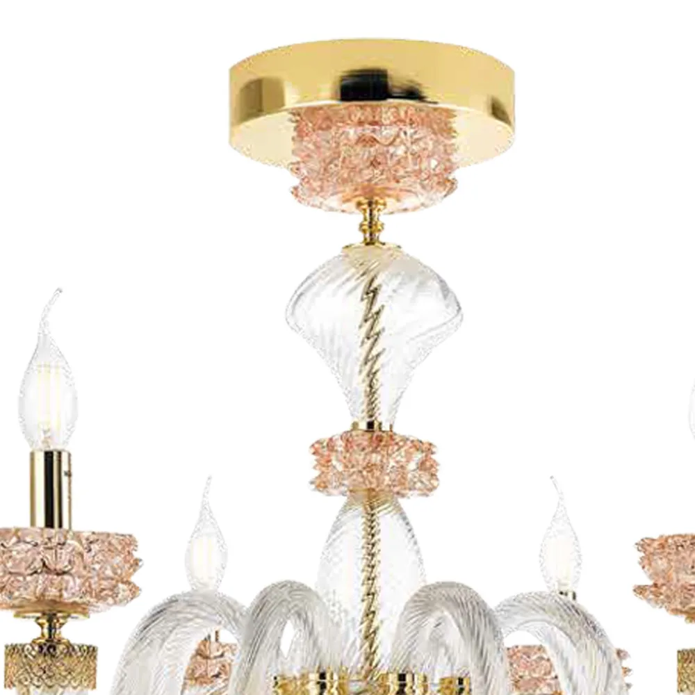 Viadurini Lighting Klassische Deckenleuchten-Klassische Deckenleuchte 8 Lichter aus italienischem, handgefertigtem Luxusglas - Saline