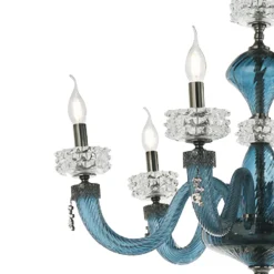 Viadurini Lighting Klassische Deckenleuchten-Klassische Deckenleuchte 8 Lichter aus italienischem, handgefertigtem Luxusglas - Saline