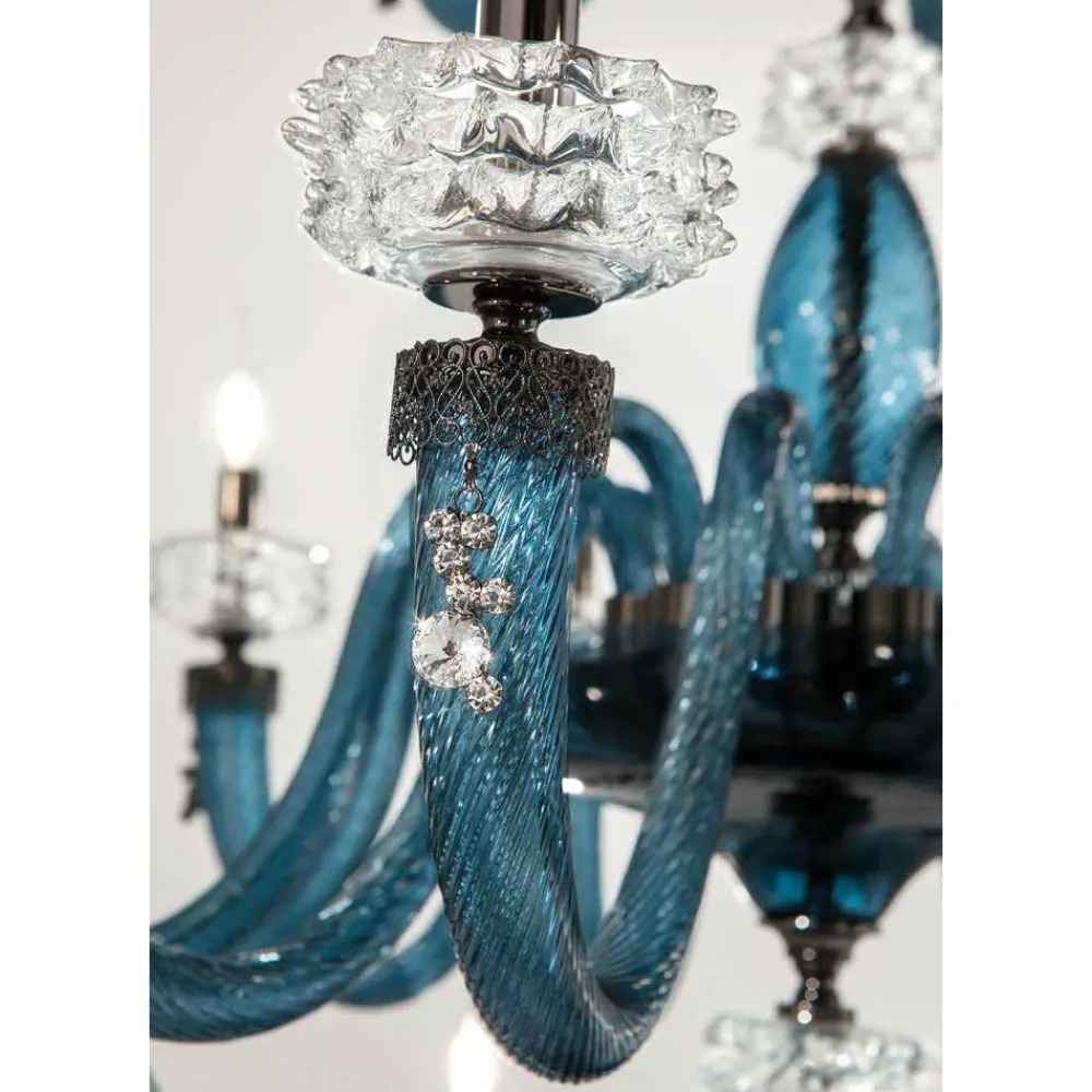 Viadurini Lighting Klassische Deckenleuchten-Klassische Deckenleuchte 8 Lichter aus italienischem, handgefertigtem Luxusglas - Saline