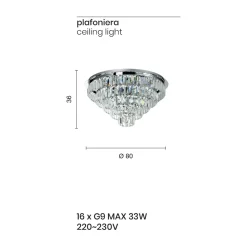Viadurini Lighting Klassische Deckenleuchten-Klassische Deckenleuchte aus silbernem Metall und Kristallanhängern - Jerome