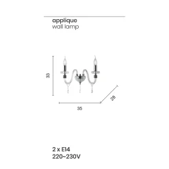 Viadurini Lighting Klassische Wandleuchten-Klassische Design-Wandlampe mit 2 Lichtern aus handbearbeitetem Chromglas - Similo