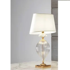 Viadurini Lighting Klassische Tischlampen-Klassische handwerkliche Glastischlampe und luxuriöser Lampenschirm - Flandern